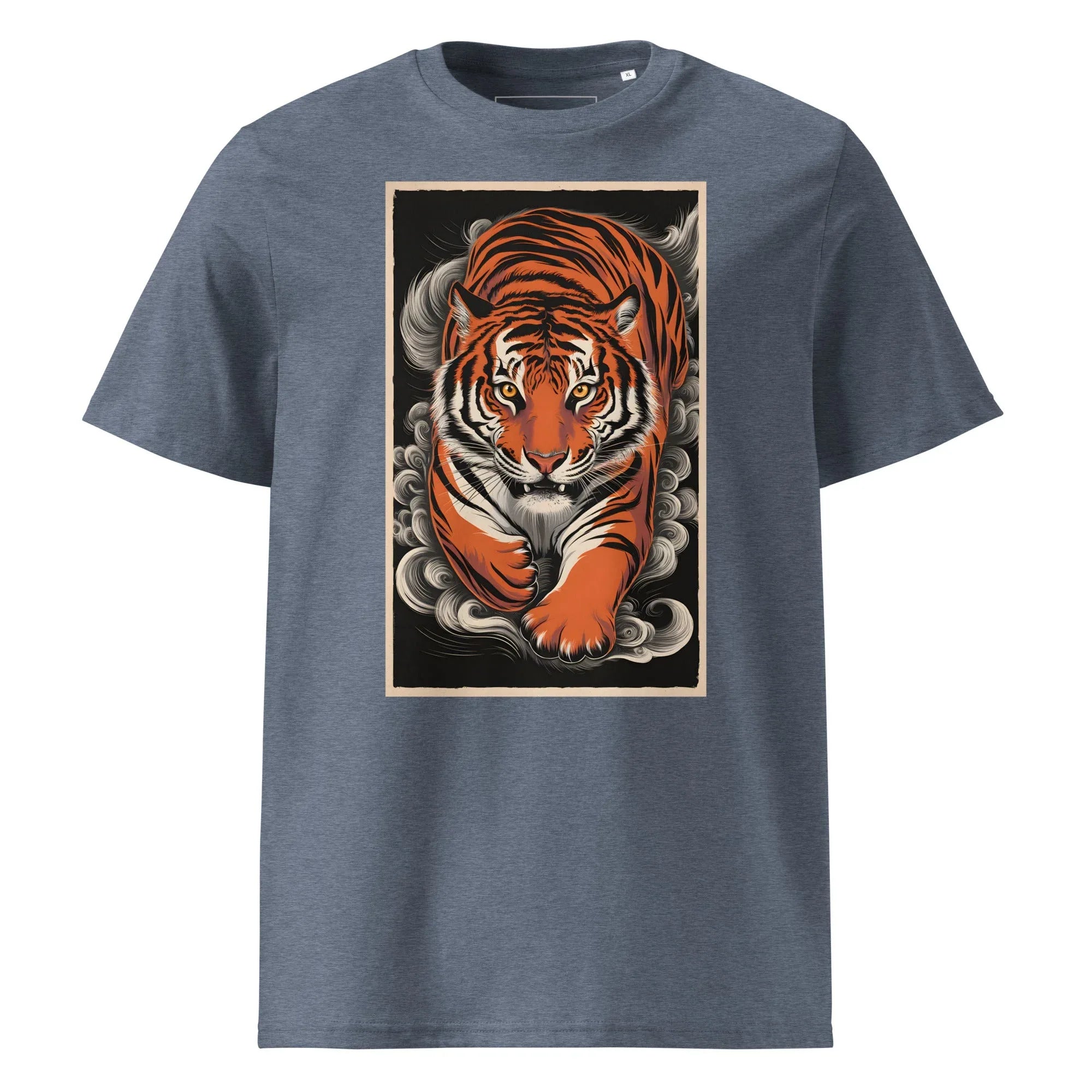 Unisex | Tiger Woods - Organic Cotton T-Shirt Dark Heather Blue T-Shirt AwRans Clothing unisex-organic-cotton-t-shirt-dark-heather-blue-front-6663efcf3939c