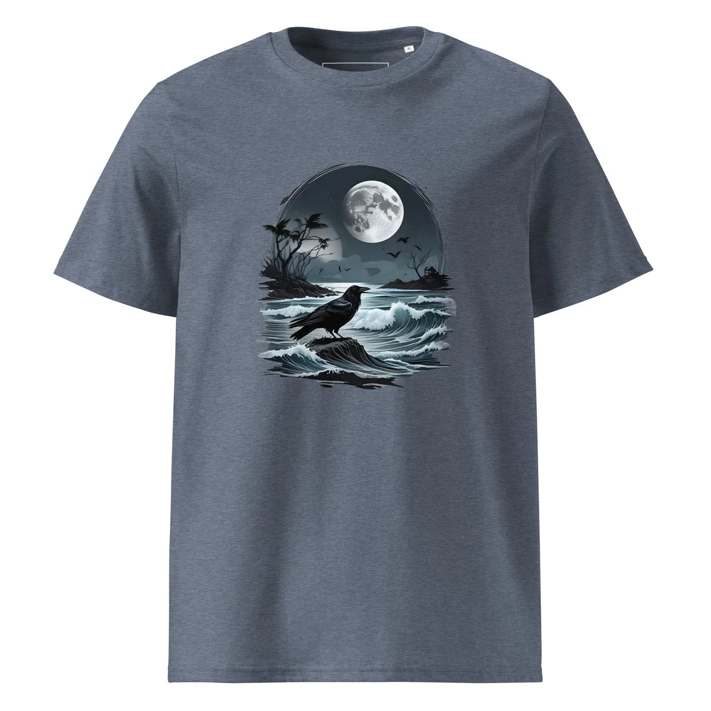 Unisex | Moon, Crow, Beach - Soft Organic Cotton T-Shirt - AwRans Clothing