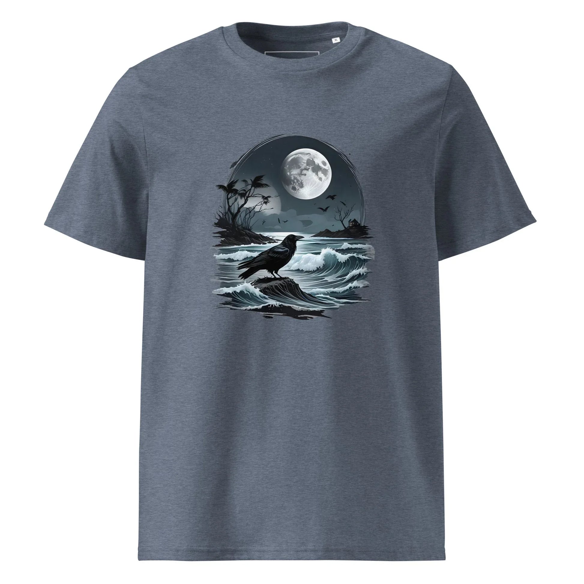 Unisex | Moon, Crow, Beach - Soft Organic Cotton T-Shirt - AwRans Clothing