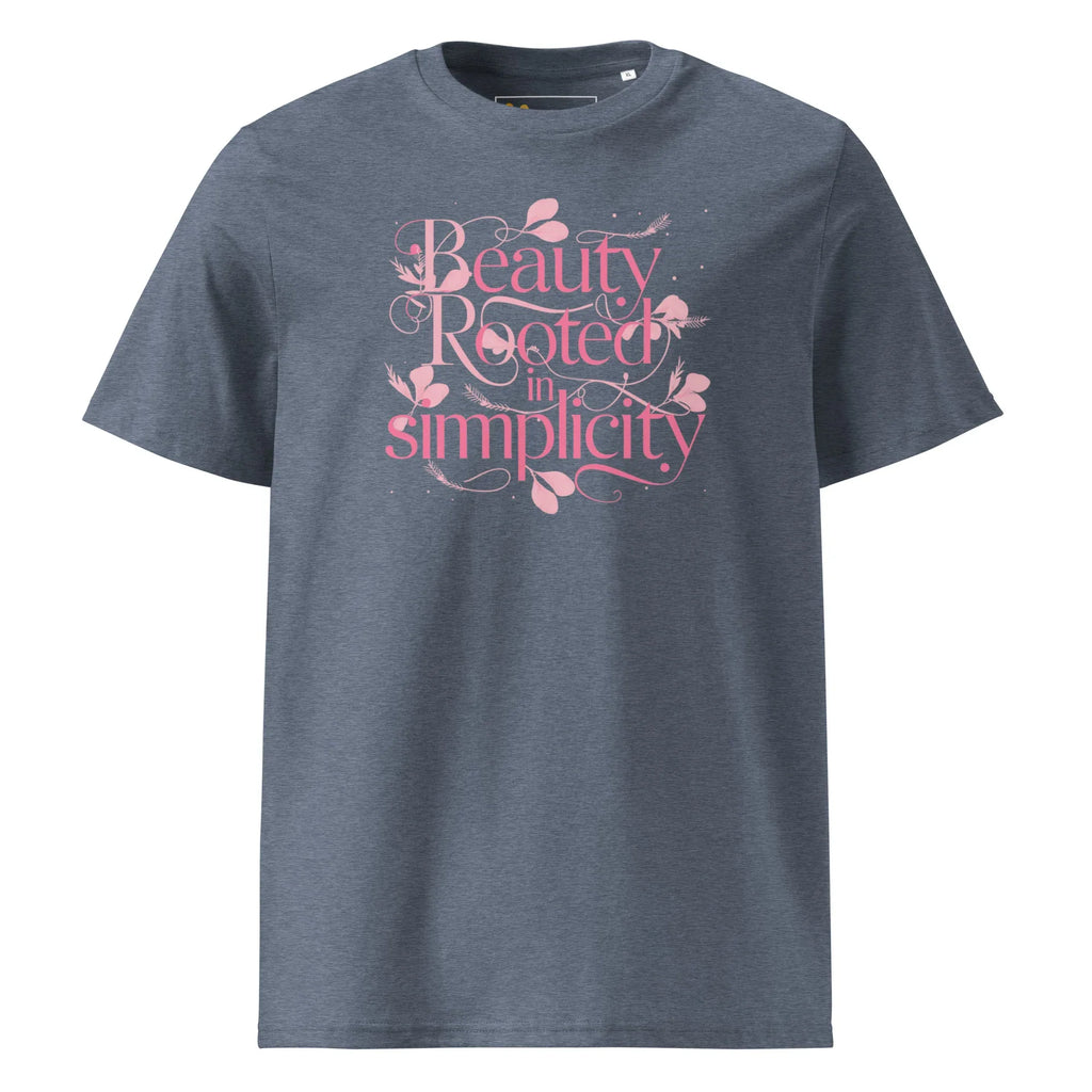 Women's Organic Cotton T-Shirt | Beauty Rooted In Simplicity T-Shirt AwRans Clothing unisex-organic-cotton-t-shirt-dark-heather-blue-front-67b198223b34c