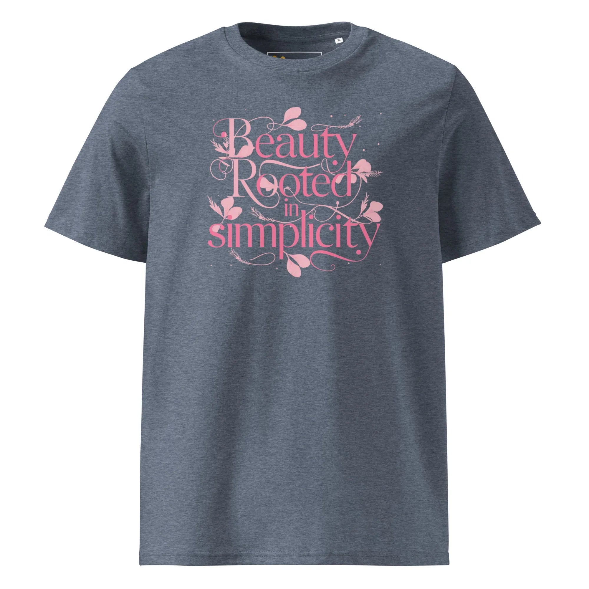 Women's Organic Cotton T-Shirt | Beauty Rooted In Simplicity T-Shirt AwRans Clothing unisex-organic-cotton-t-shirt-dark-heather-blue-front-67b198223b34c
