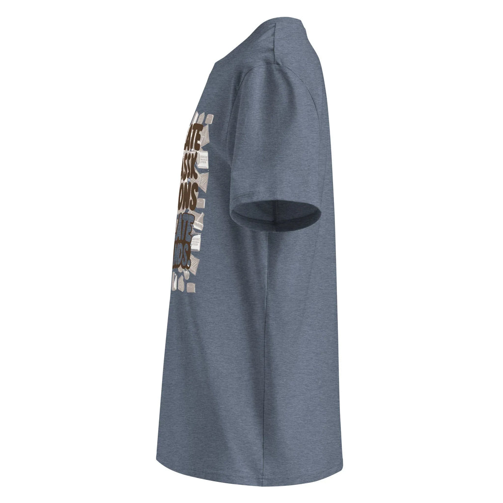 Unisex | Chocolate Doesn't Ask Questions Chocolate Understands Organic Cotton T-Shirt T-Shirt AwRans Clothing unisex-organic-cotton-t-shirt-dark-heather-blue-left-665d3699dc293