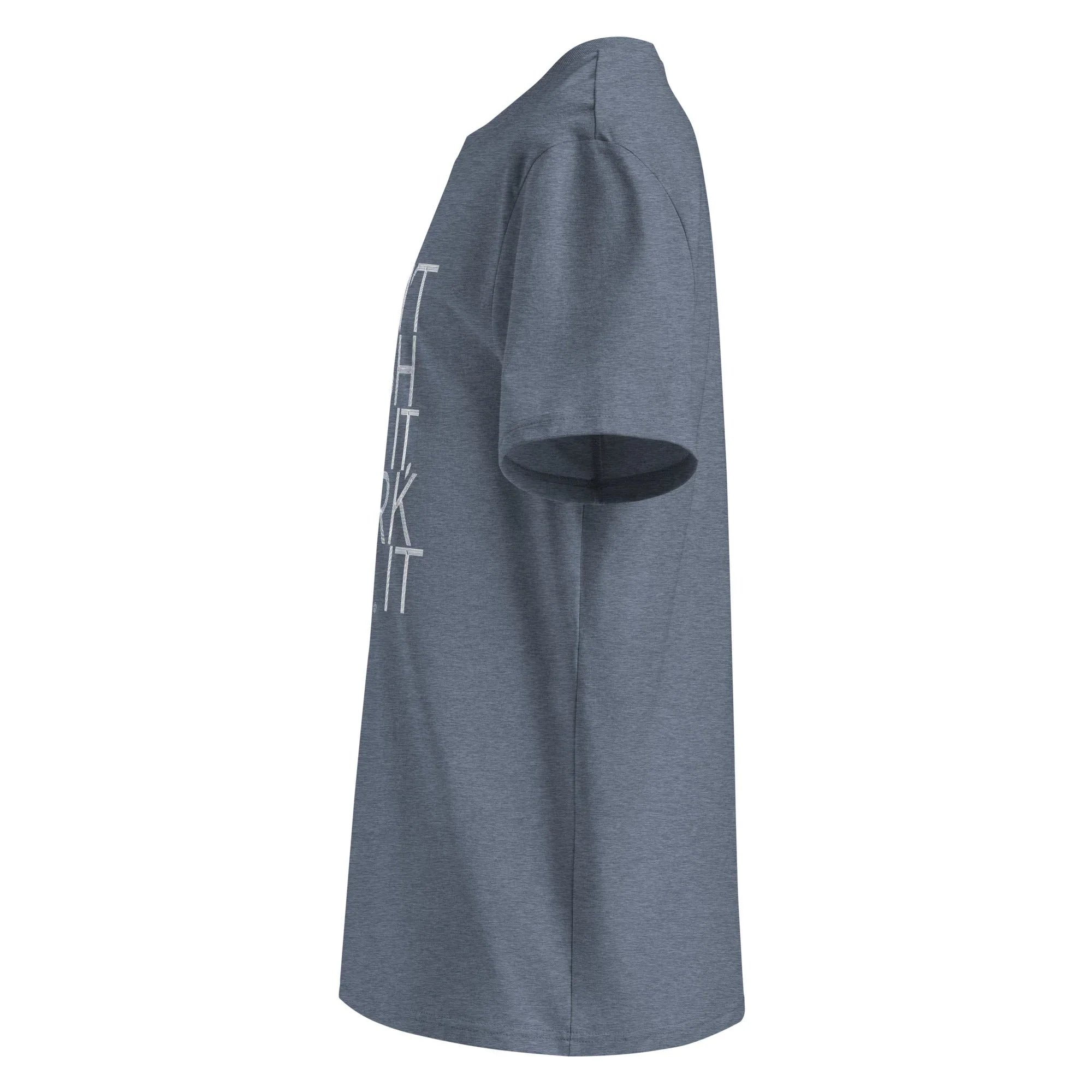 Unisex | DON'T WISH FOR IT - WORK FOR IT Organic Cotton T-Shirt T-Shirt AwRans Clothing unisex-organic-cotton-t-shirt-dark-heather-blue-left-66644523d677a