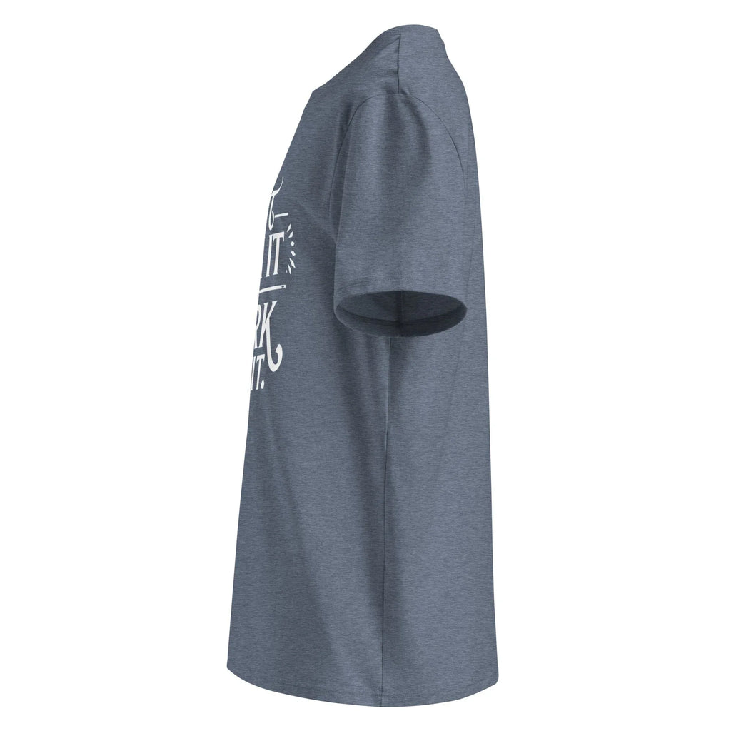 Unisex | Don't Wish For It Work For It - Organic Cotton T-Shirt T-Shirt AwRans Clothing unisex-organic-cotton-t-shirt-dark-heather-blue-left-6666360315b0a