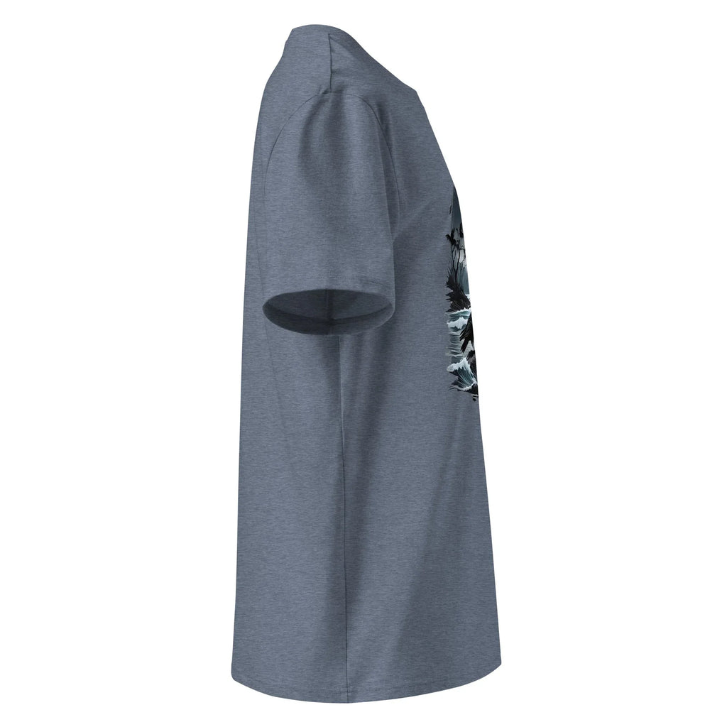 Unisex | Moon, Crow, Beach - Soft Organic Cotton T-Shirt T-Shirt AwRans Clothing unisex-organic-cotton-t-shirt-dark-heather-blue-right-6663f59907848