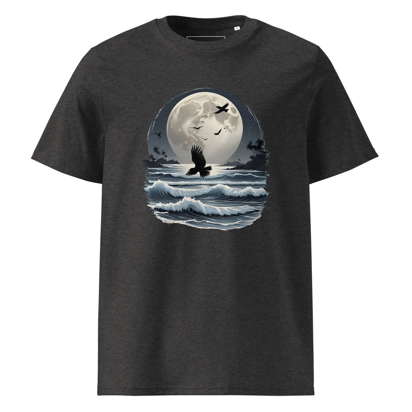 Unisex | Moonlight, Crow, Beach - Organic Cotton T-Shirt - AwRans Clothing