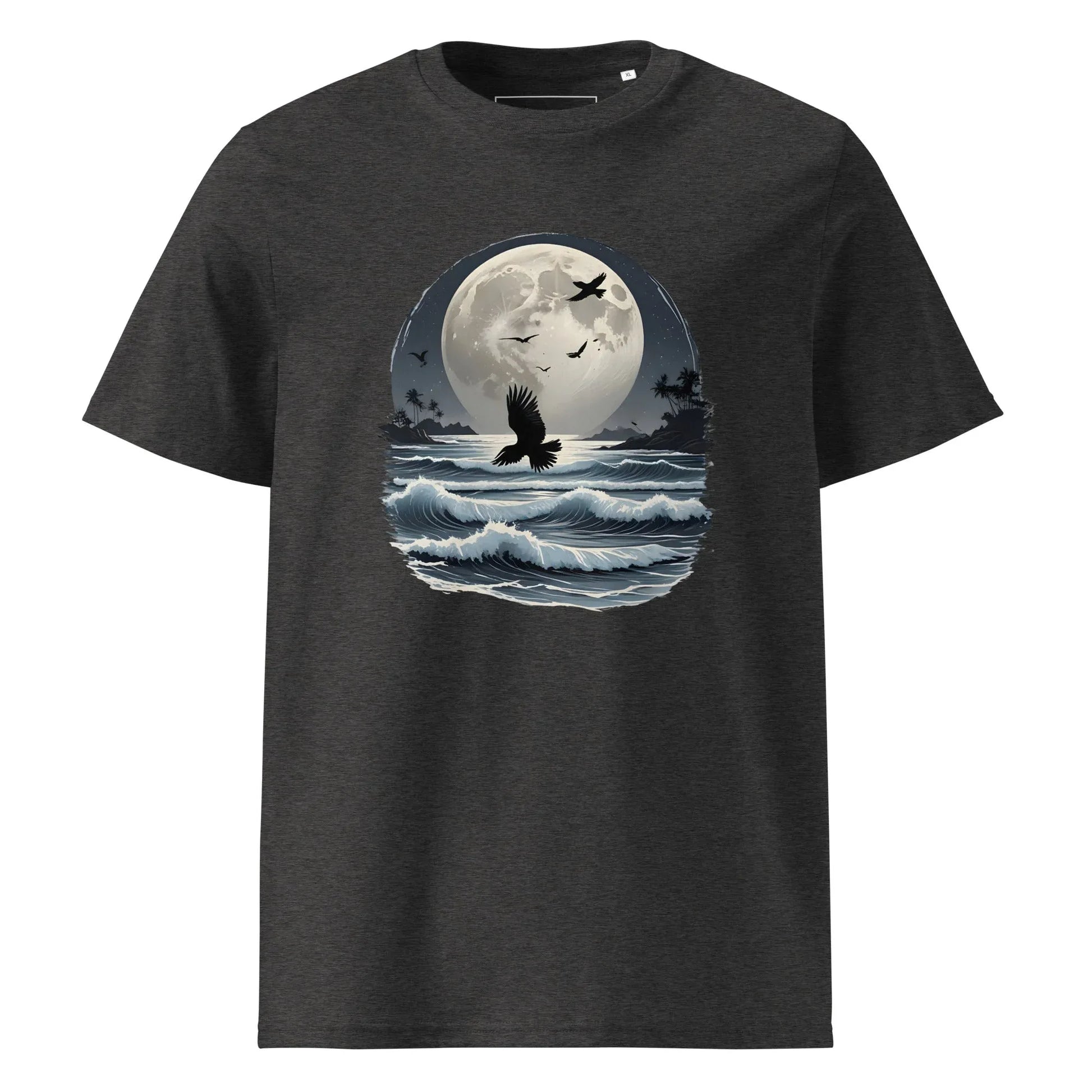 Unisex | Moonlight, Crow, Beach - Organic Cotton T-Shirt - AwRans Clothing