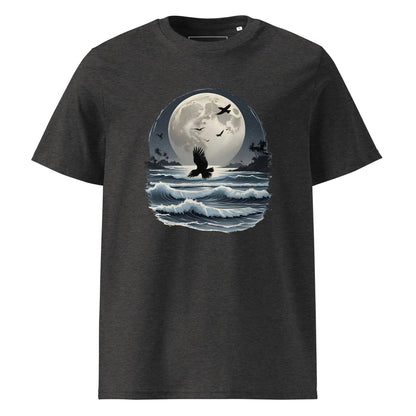 Unisex | Moonlight, Crow, Beach - Organic Cotton T-Shirt - AwRans Clothing