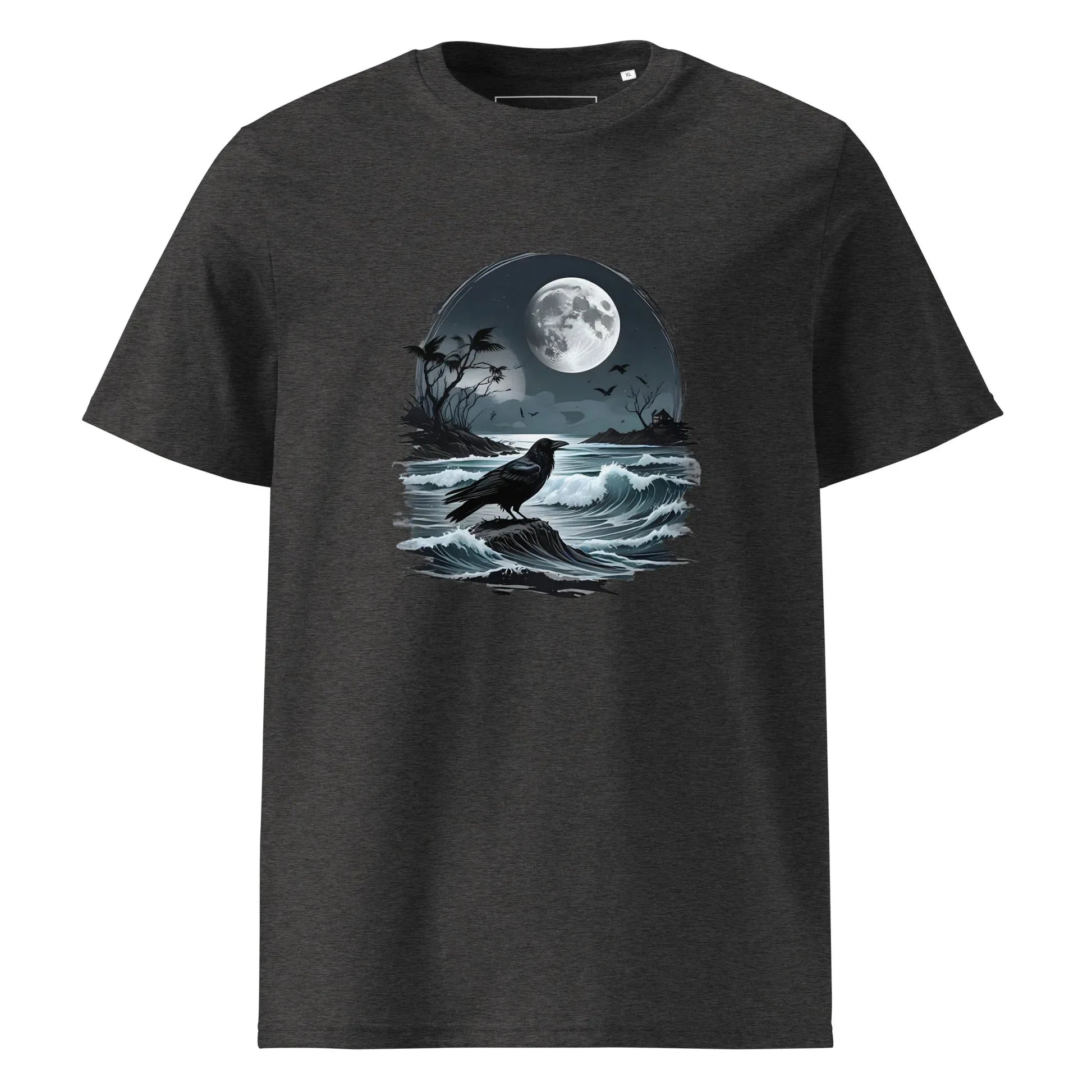 Unisex | Moon, Crow, Beach - Soft Organic Cotton T-Shirt - AwRans Clothing