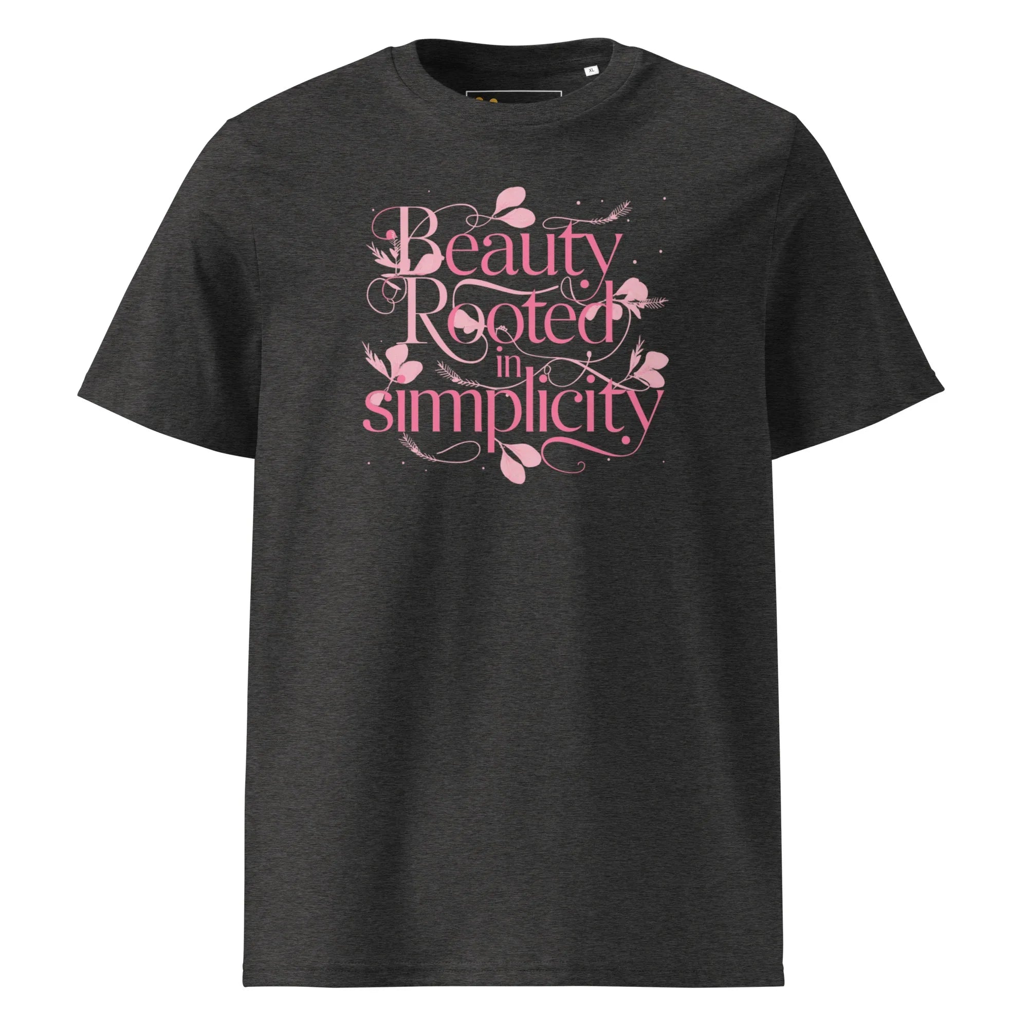 Women's Organic Cotton T-Shirt | Beauty Rooted In Simplicity T-Shirt AwRans Clothing unisex-organic-cotton-t-shirt-dark-heather-grey-front-67b1982224dff