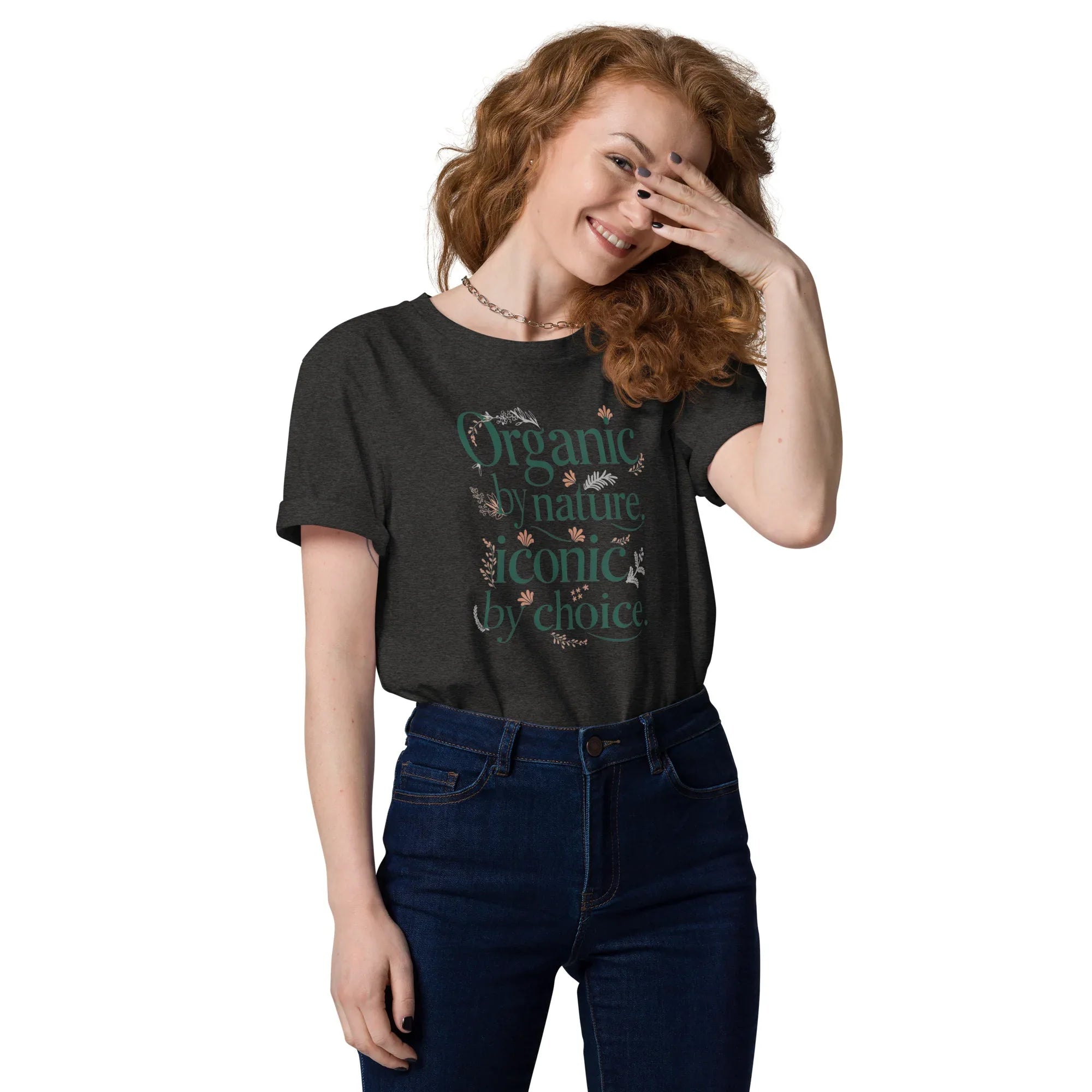Women's Organic Cotton T-Shirt | Organic By Nature,Iconic By Choice Dark Heather Grey T-Shirt AwRans Clothing unisex-organic-cotton-t-shirt-dark-heather-grey-front-67b19bb49d1a5