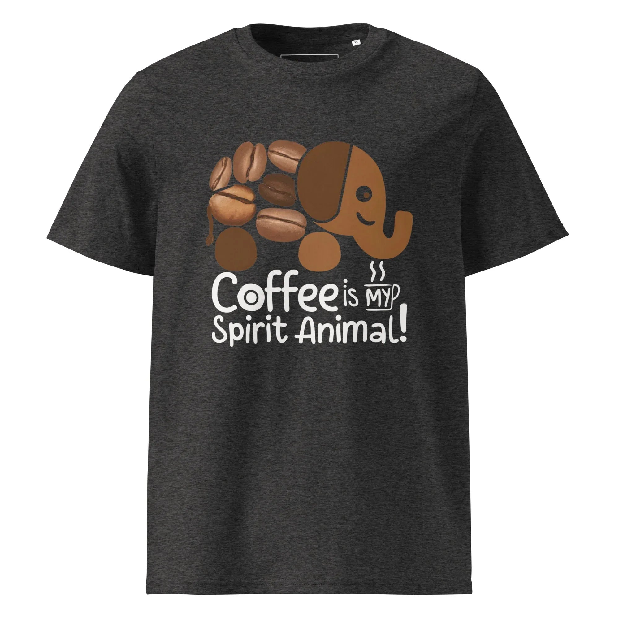 Unisex | Coffee Is My Spirit Animal Organic Cotton T-Shirt T-Shirt AwRans Clothing unisex-organic-cotton-t-shirt-dark-heather-grey-front-681682c3a7c5f