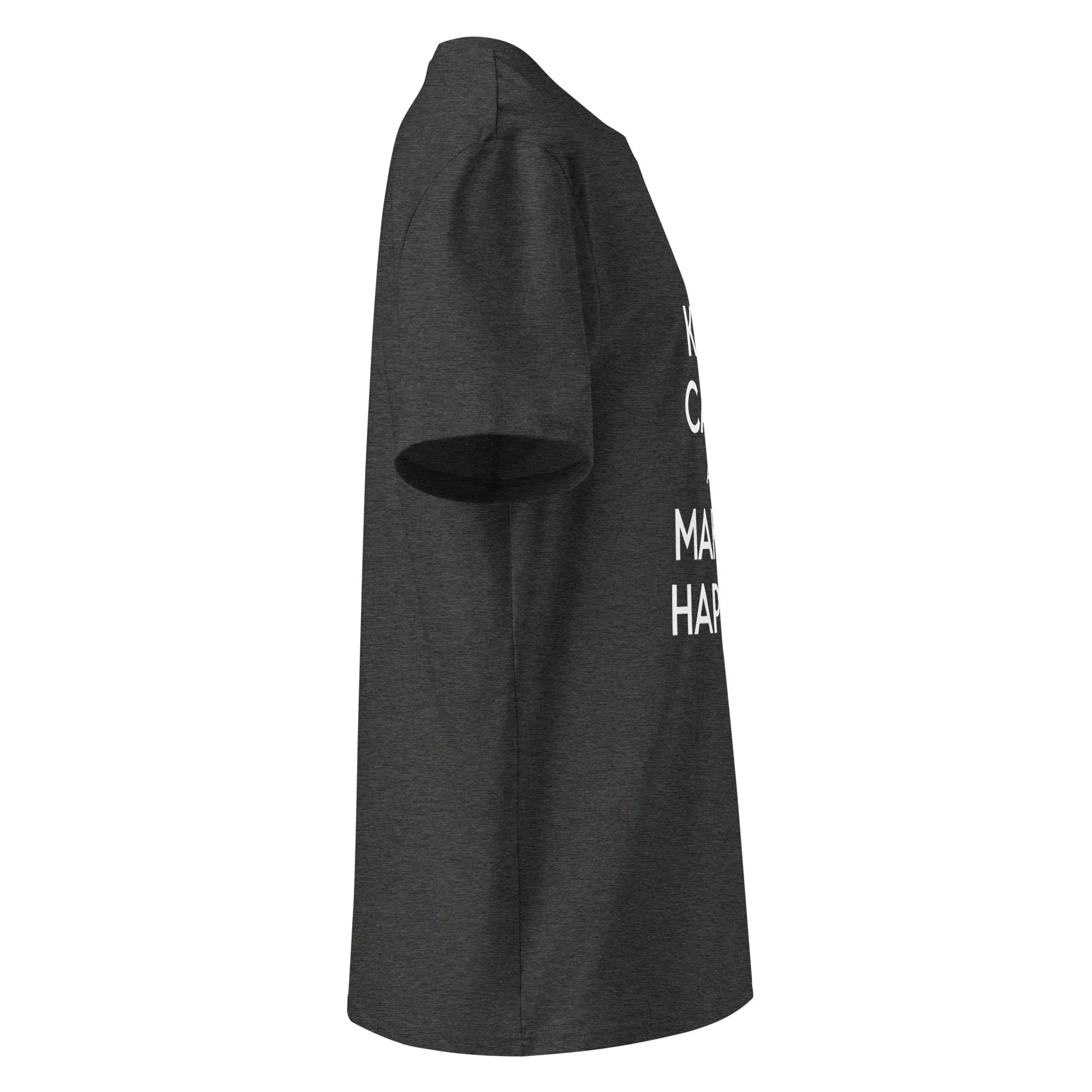 Unisex | Keep Calm And Make It Happen Organic Cotton T-Shirt T-Shirt AwRans Clothing unisex-organic-cotton-t-shirt-dark-heather-grey-right-665d34a027b53