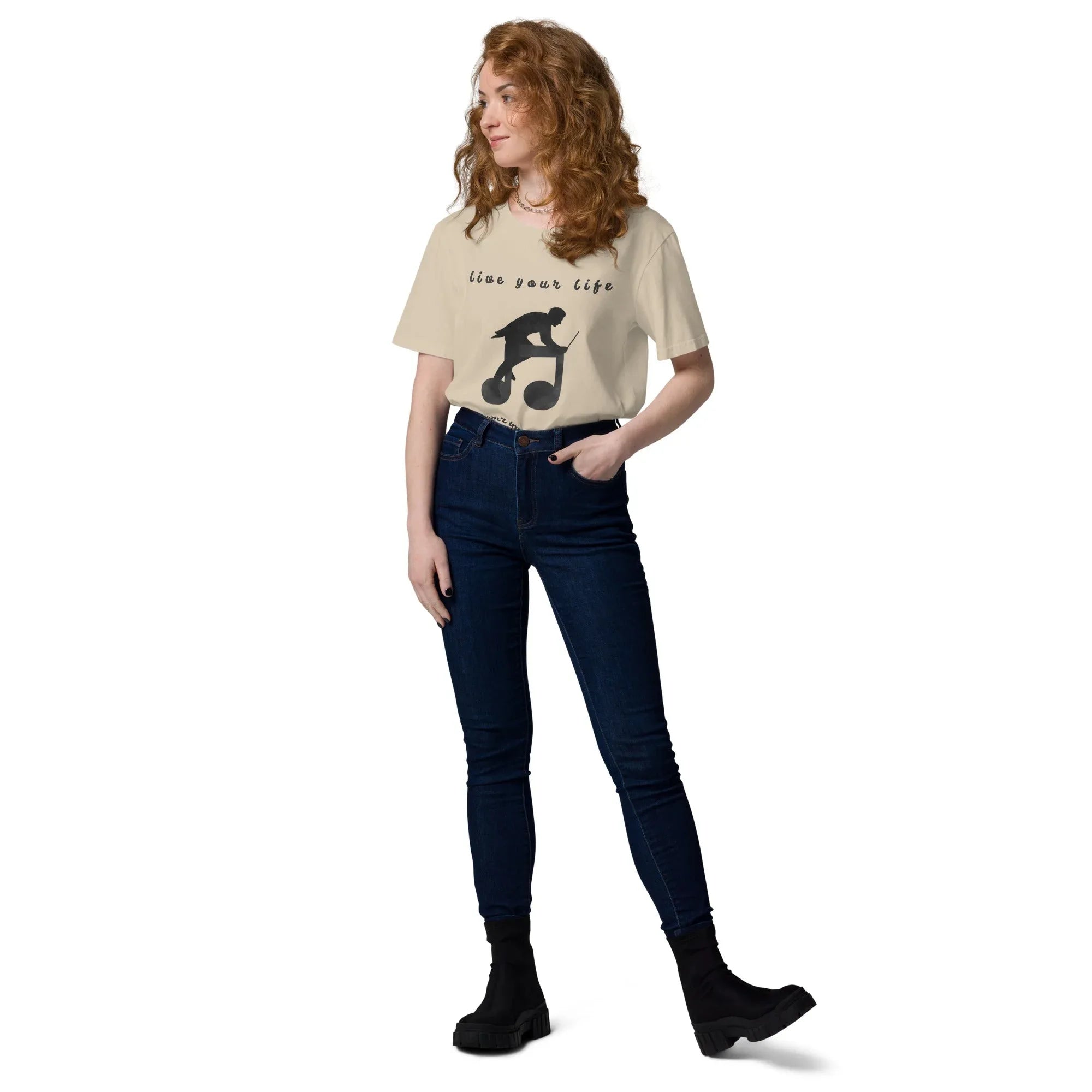 Unisex Organic Cotton T-Shirt | Live Your Life Don’t Imagine It T-Shirt AwRans Clothing unisex-organic-cotton-t-shirt-desert-dust-front-2-6815fdfeec2ff