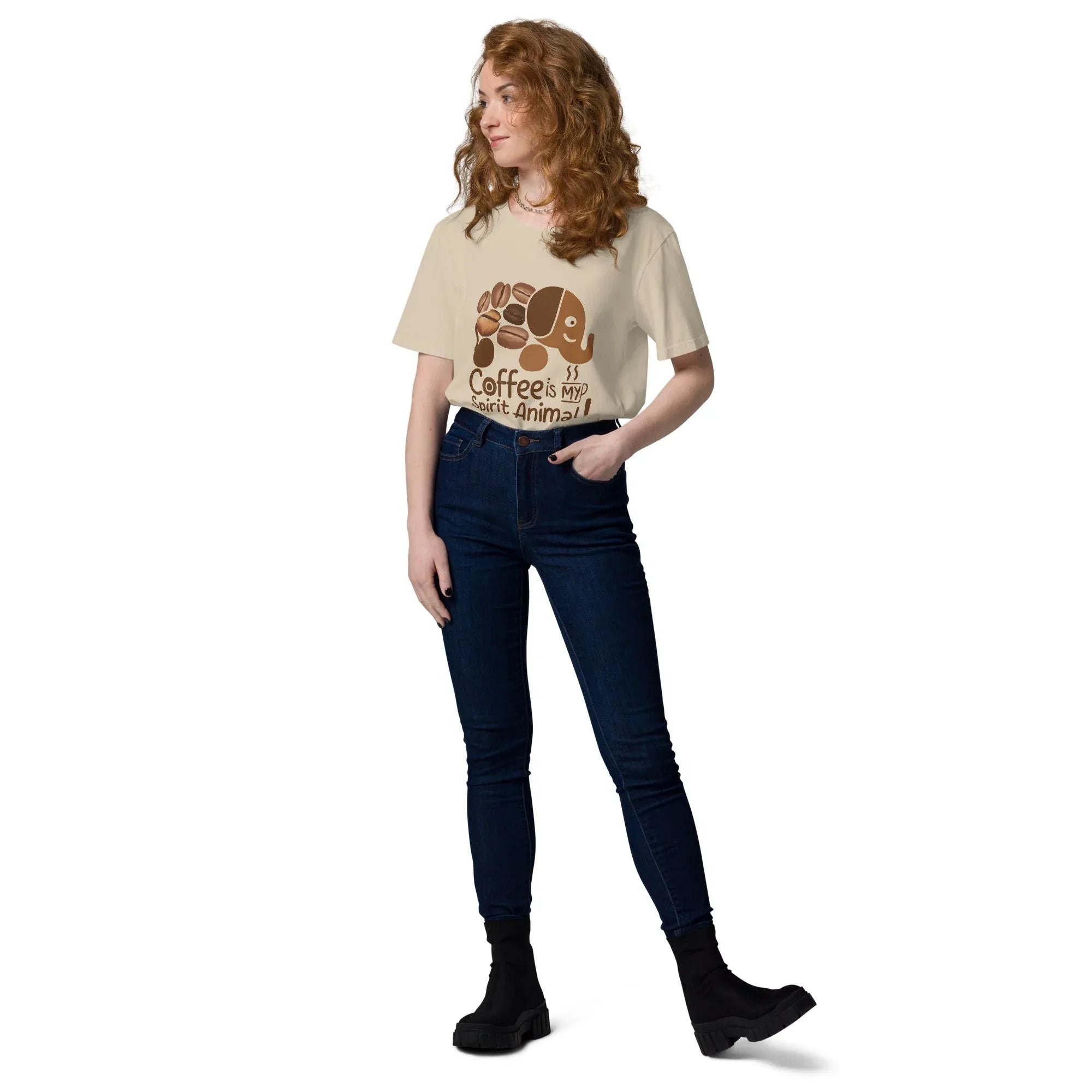 Unisex | Coffee Is My Spirit Animal Organic Cotton T-Shirt T-Shirt AwRans Clothing unisex-organic-cotton-t-shirt-desert-dust-front-2-68169c3390ba2