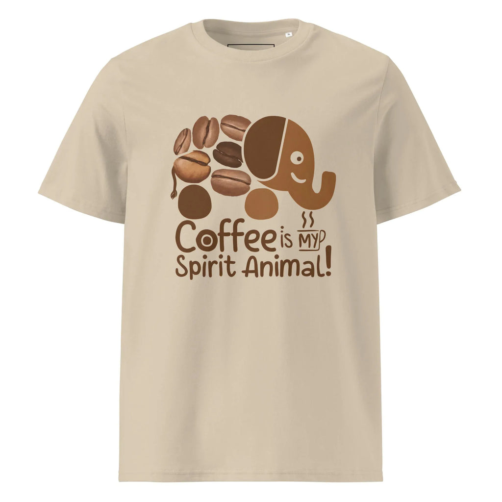 Unisex | Coffee Is My Spirit Animal Organic Cotton T-Shirt T-Shirt AwRans Clothing unisex-organic-cotton-t-shirt-desert-dust-front-665d02ee71611