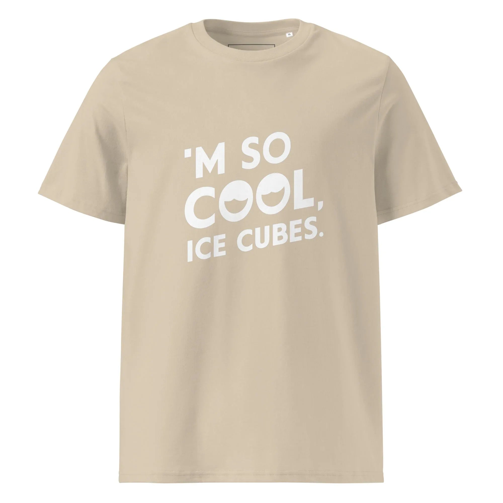 Unisex | 'M SO COOL ICE CUBES - Organic Cotton T-Shirt Desert Dust T-Shirt AwRans Clothing unisex-organic-cotton-t-shirt-desert-dust-front-665e730193114