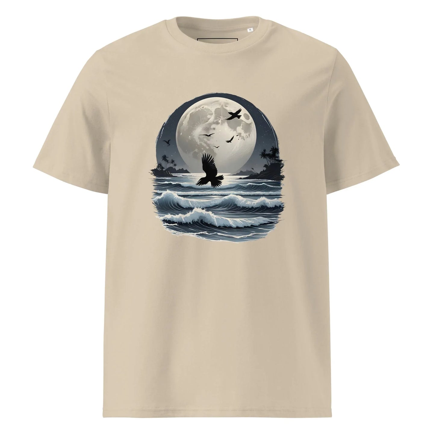 Unisex | Moonlight, Crow, Beach - Organic Cotton T-Shirt - AwRans Clothing