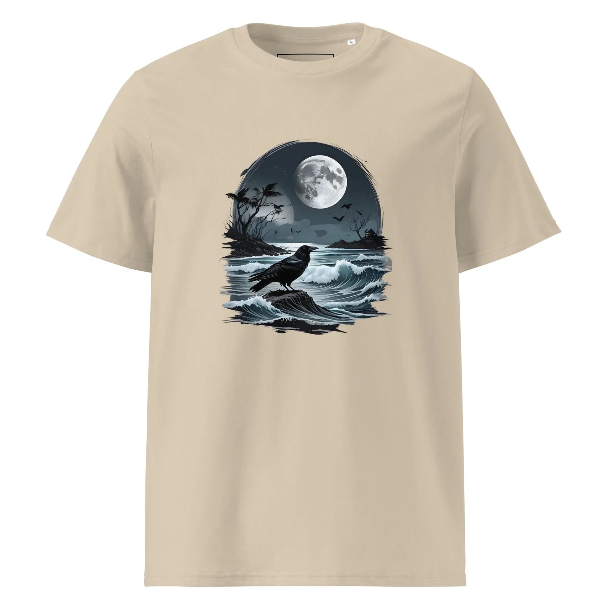 Unisex | Moon, Crow, Beach - Soft Organic Cotton T-Shirt - AwRans Clothing