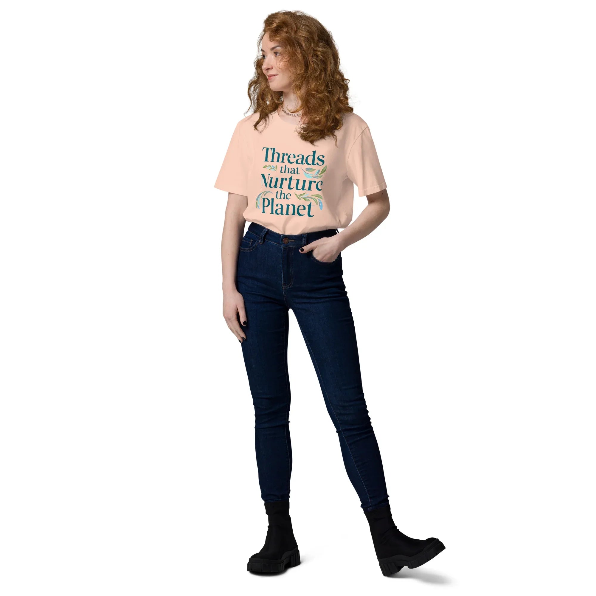 Women's Organic Cotton T-Shirt | Threads That Nurture The Planet T-Shirt AwRans Clothing unisex-organic-cotton-t-shirt-fraiche-peche-front-2-67b1b37b410ef