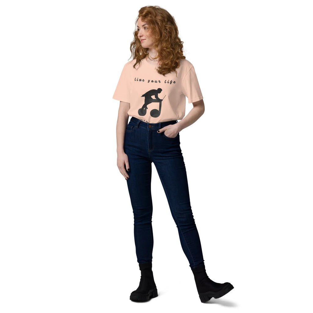 Unisex Organic Cotton T-Shirt | Live Your Life Don’t Imagine It T-Shirt AwRans Clothing unisex-organic-cotton-t-shirt-fraiche-peche-front-2-6815fdfeef3d5