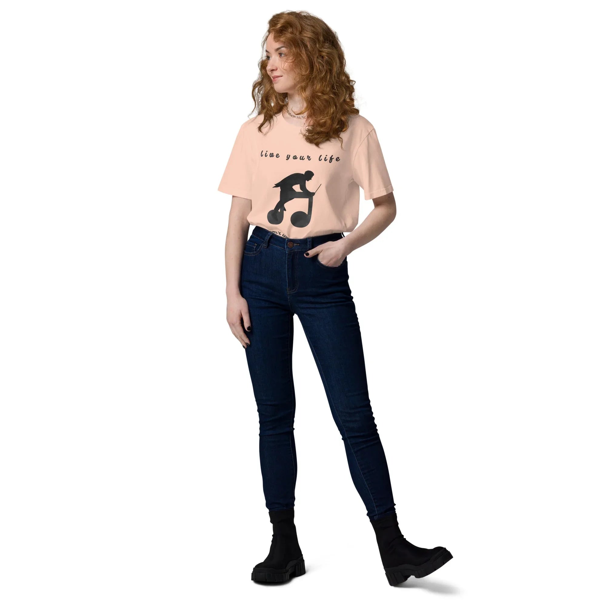 Unisex Organic Cotton T-Shirt | Live Your Life Don’t Imagine It T-Shirt AwRans Clothing unisex-organic-cotton-t-shirt-fraiche-peche-front-2-6815fdfeef3d5