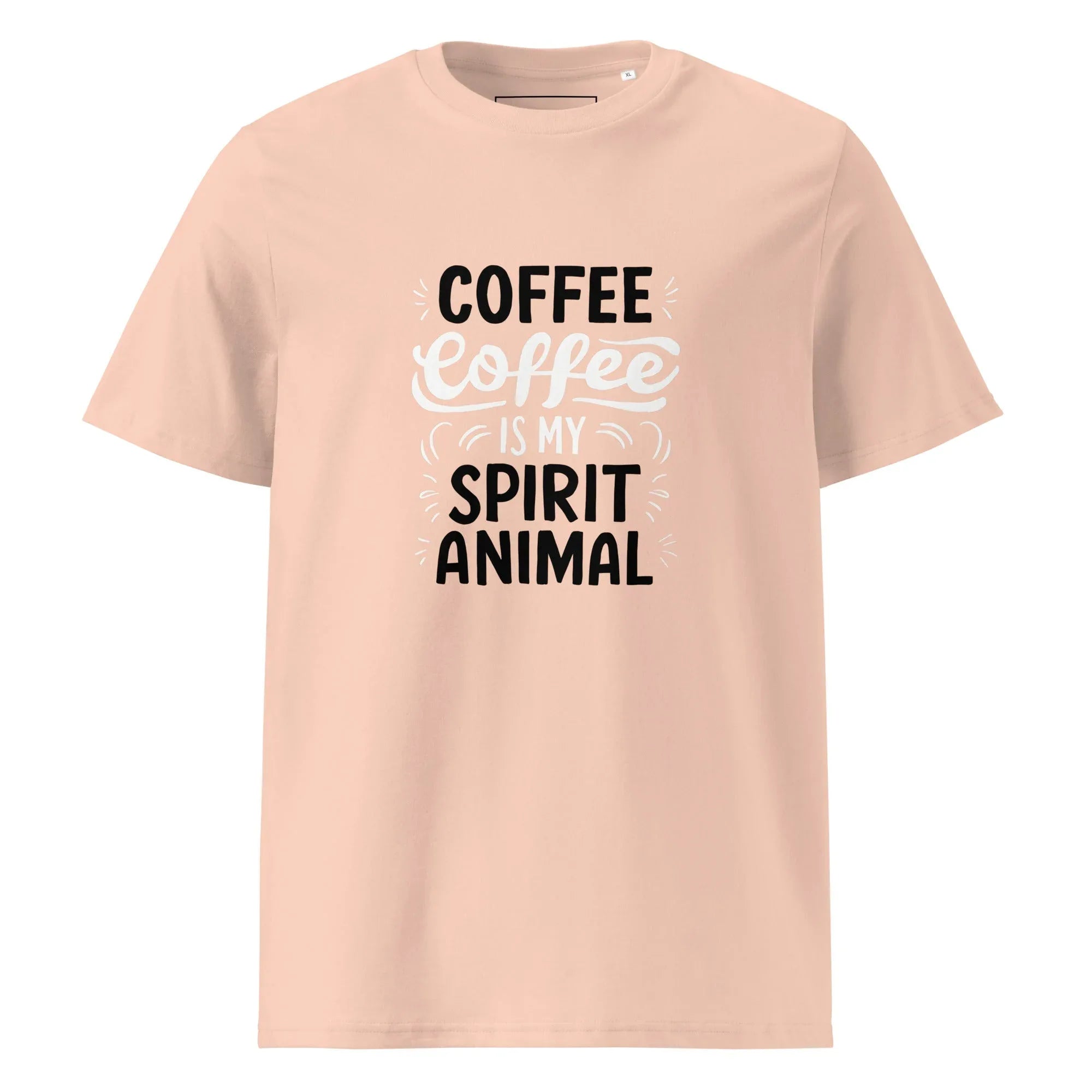 Unisex | Coffee Is My Spirit Animal Organic Cotton T-Shirt Fraiche Peche T-Shirt AwRans Clothing unisex-organic-cotton-t-shirt-fraiche-peche-front-665e641e8521b