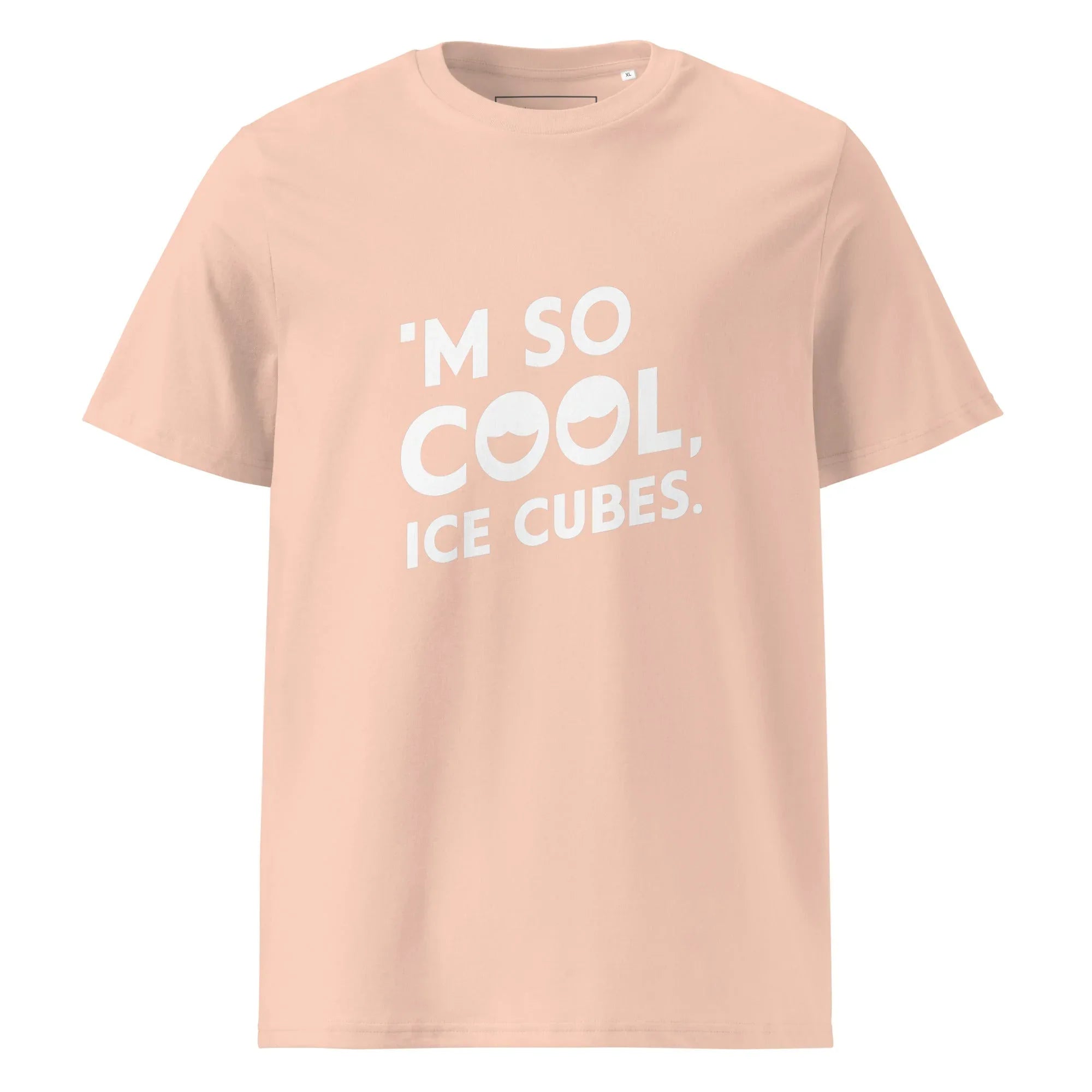 Unisex | 'M SO COOL ICE CUBES - Organic Cotton T-Shirt Fraiche Peche T-Shirt AwRans Clothing unisex-organic-cotton-t-shirt-fraiche-peche-front-665e7301bd346