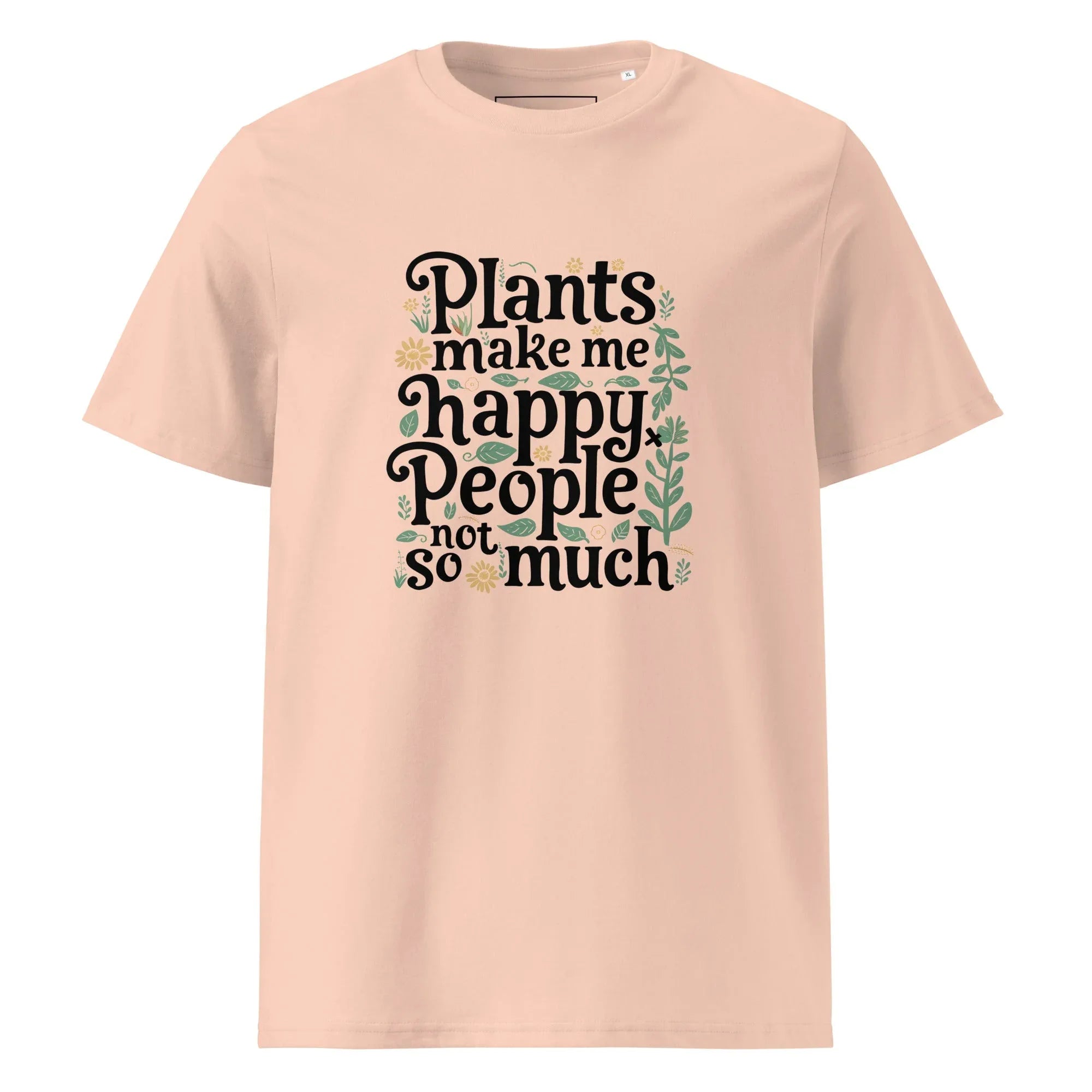 Unisex | Plants Make Me Happy, People Not So Much - Organic Cotton T-Shirt Fraiche Peche T-Shirt AwRans Clothing unisex-organic-cotton-t-shirt-fraiche-peche-front-6663e98a750e4