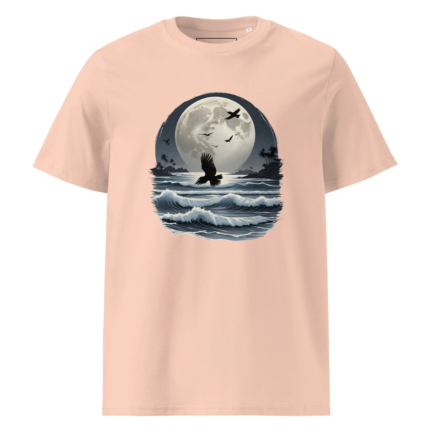 Unisex | Moonlight, Crow, Beach - Organic Cotton T-Shirt - AwRans Clothing