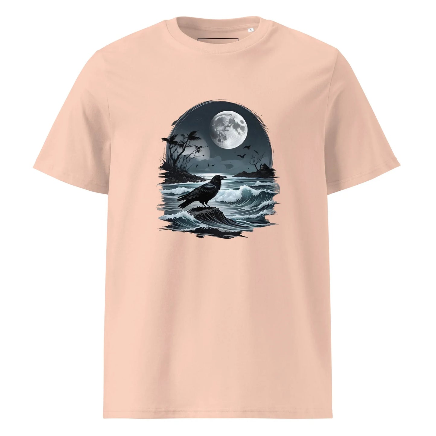 Unisex | Moon, Crow, Beach - Soft Organic Cotton T-Shirt - AwRans Clothing