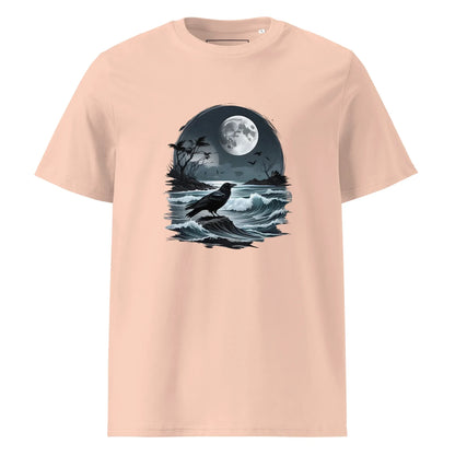 Unisex | Moon, Crow, Beach - Soft Organic Cotton T-Shirt - AwRans Clothing