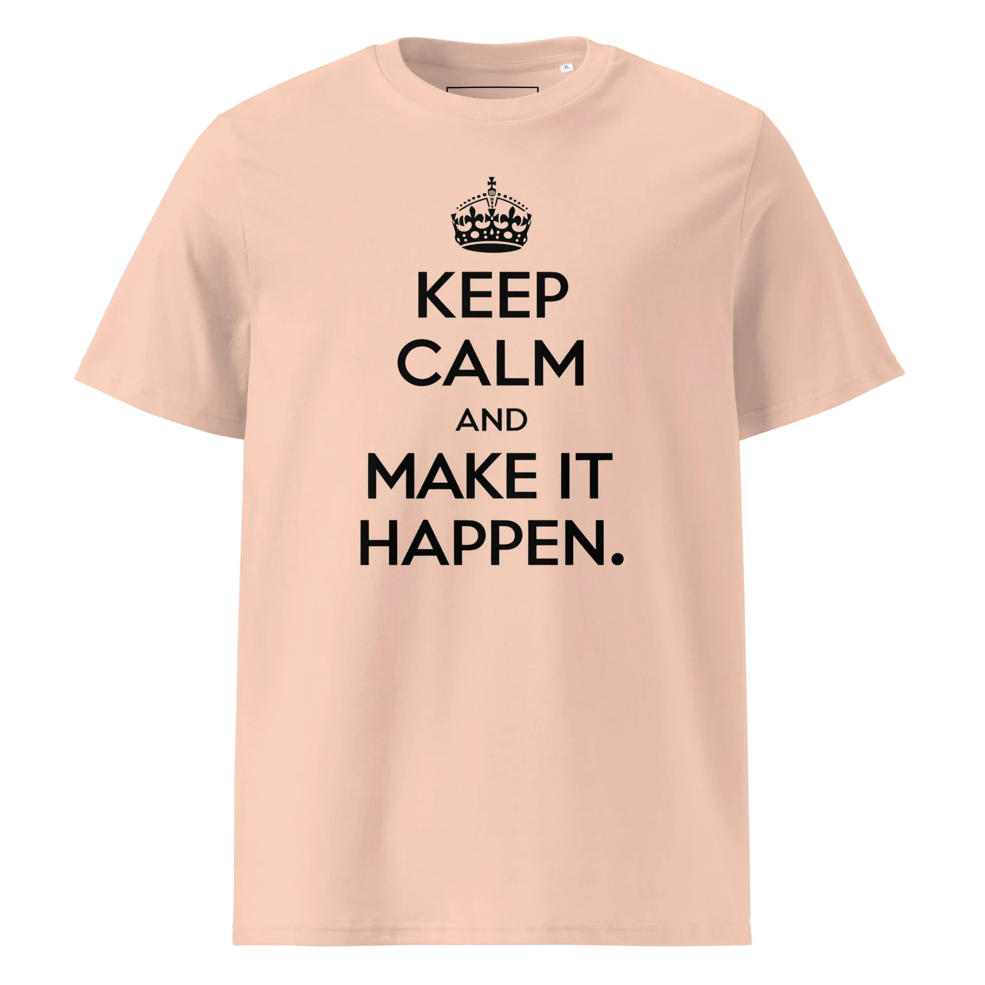 Unisex | Keep Calm And Make It Happen Organic Cotton T-Shirt Fraiche Peche T-Shirt AwRans Clothing unisex-organic-cotton-t-shirt-fraiche-peche-front-66658736b12a8