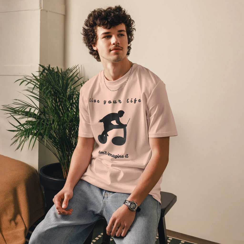 Unisex Organic Cotton T-Shirt | Live Your Life Don’t Imagine It T-Shirt AwRans Clothing unisex-organic-cotton-t-shirt-fraiche-peche-front-6815fdfed4414