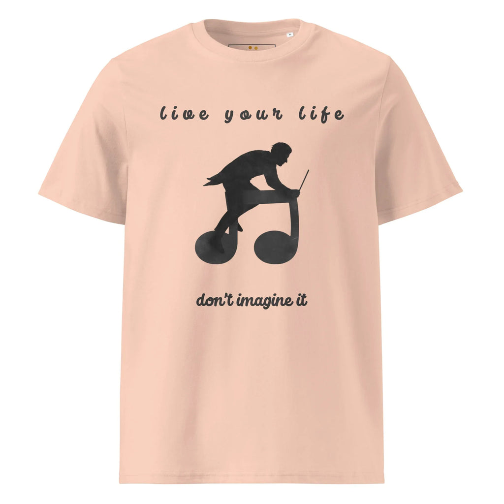 Unisex Organic Cotton T-Shirt | Live Your Life Don’t Imagine It T-Shirt AwRans Clothing unisex-organic-cotton-t-shirt-fraiche-peche-front-6815fdfed7fd2