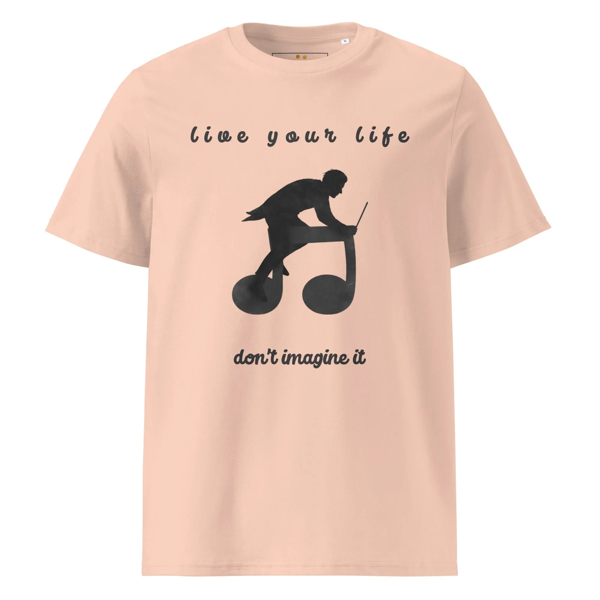 Unisex Organic Cotton T-Shirt | Live Your Life Don’t Imagine It T-Shirt AwRans Clothing unisex-organic-cotton-t-shirt-fraiche-peche-front-6815fdfed7fd2