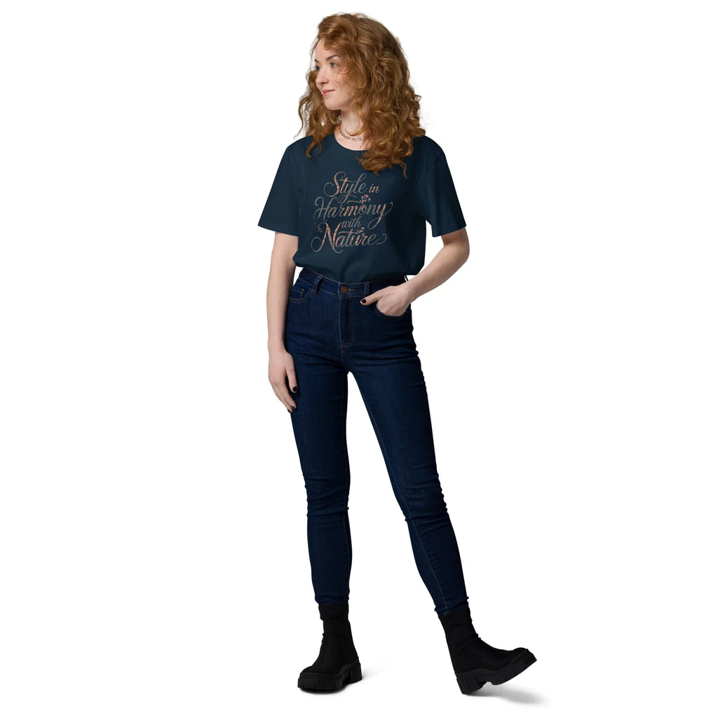 Women's Organic Cotton T-Shirt | Style In Harmony,With Nature T-Shirt AwRans Clothing unisex-organic-cotton-t-shirt-french-navy-front-2-67b19c25b1bc1