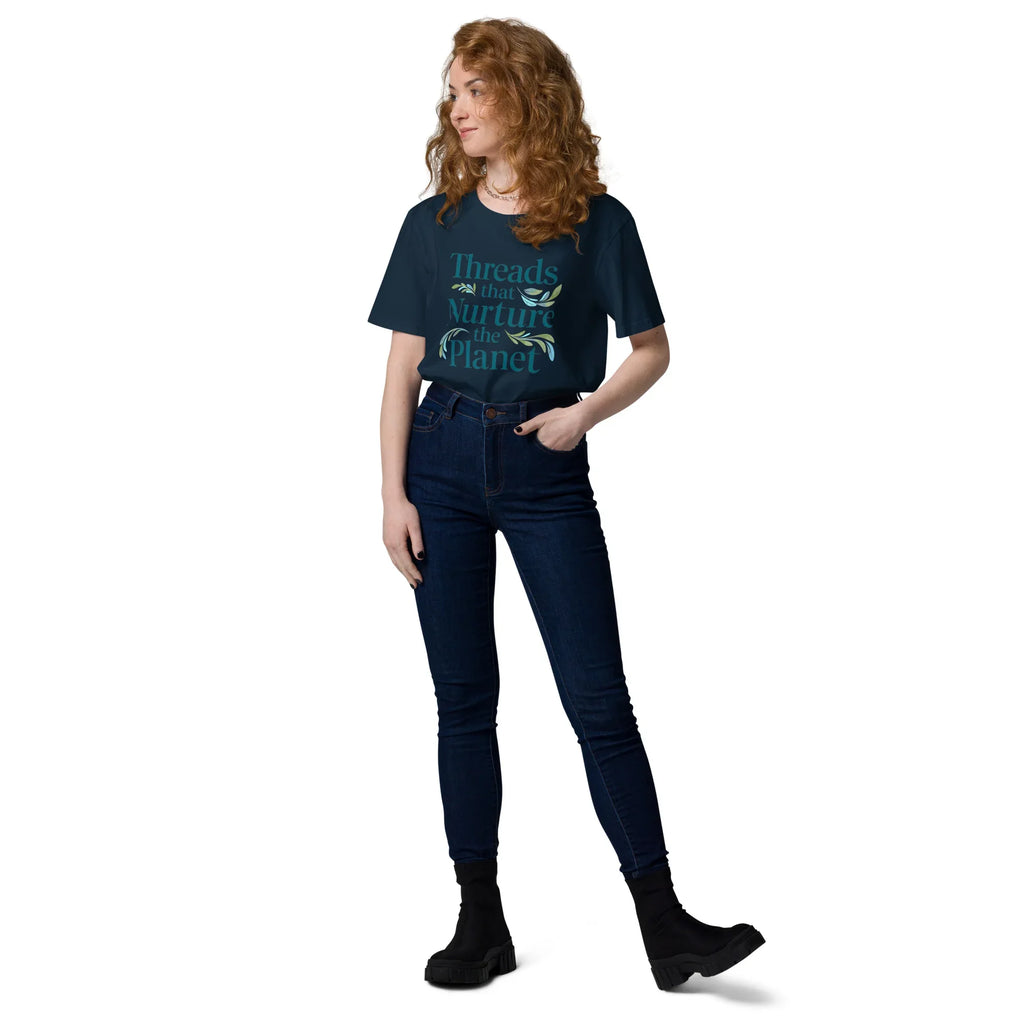 Women's Organic Cotton T-Shirt | Threads That Nurture The Planet T-Shirt AwRans Clothing unisex-organic-cotton-t-shirt-french-navy-front-2-67b1b37ac09fc