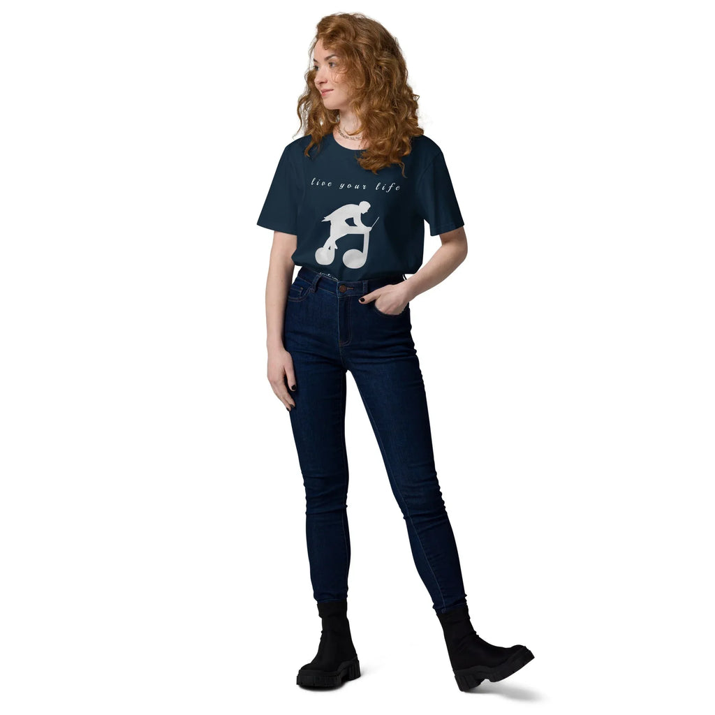Unisex Organic Cotton T-Shirt | Live Your Life Don’t Imagine It T-Shirt AwRans Clothing unisex-organic-cotton-t-shirt-french-navy-front-2-6815eaa25bd02