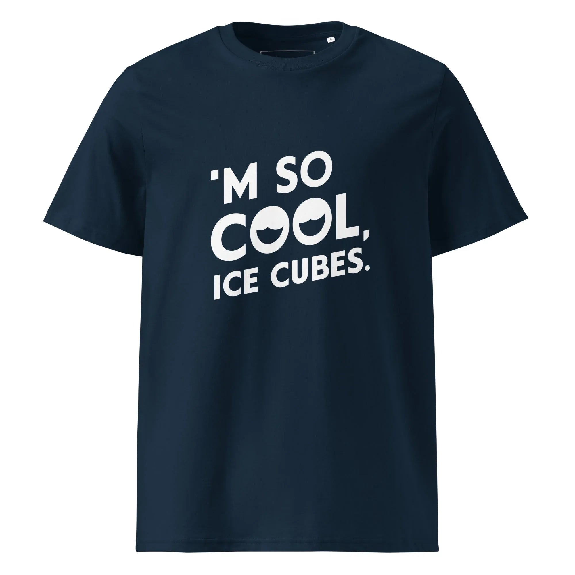 Unisex | 'M SO COOL ICE CUBES - Organic Cotton T-Shirt French Navy T-Shirt AwRans Clothing unisex-organic-cotton-t-shirt-french-navy-front-665e7300d5c89