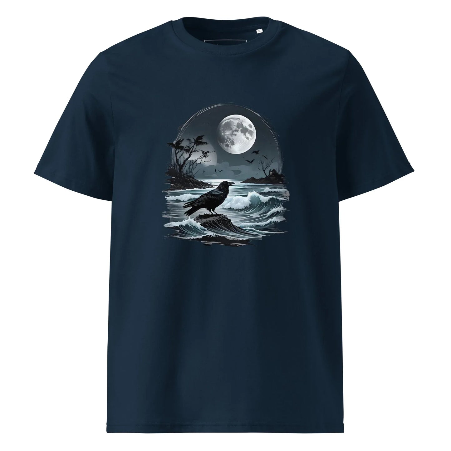 Unisex | Moon, Crow, Beach - Soft Organic Cotton T-Shirt - AwRans Clothing