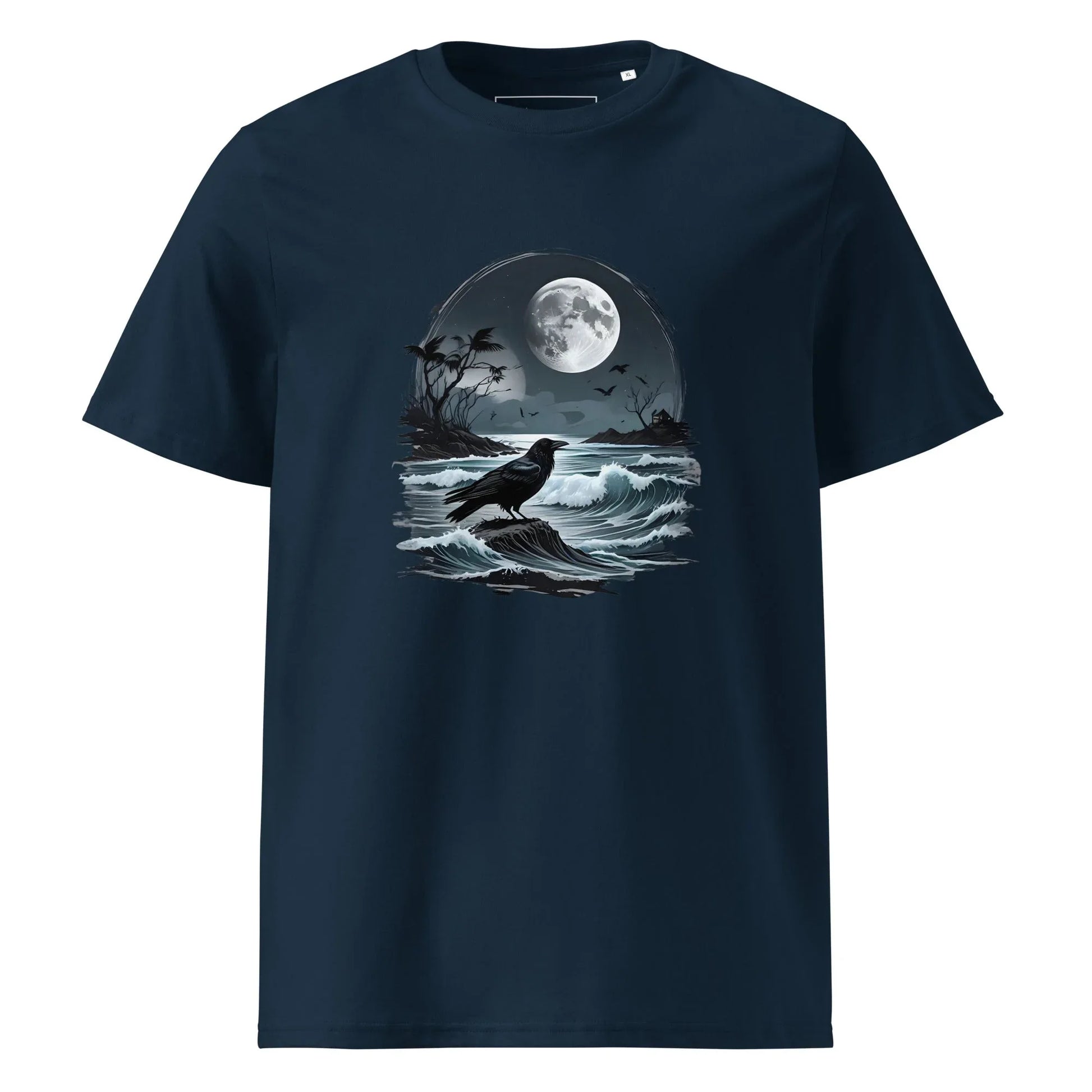 Unisex | Moon, Crow, Beach - Soft Organic Cotton T-Shirt - AwRans Clothing