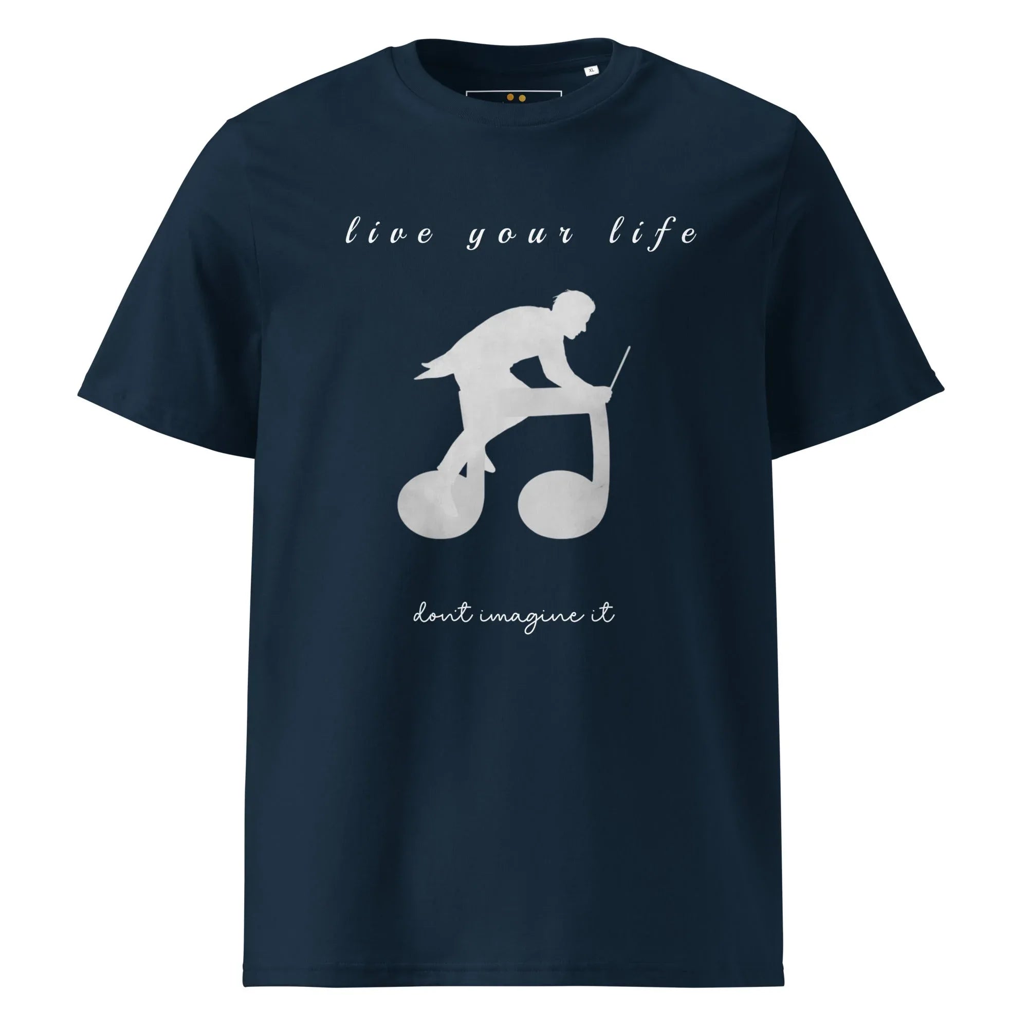 Unisex Organic Cotton T-Shirt | Live Your Life Don’t Imagine It T-Shirt AwRans Clothing unisex-organic-cotton-t-shirt-french-navy-front-6815eaa207304