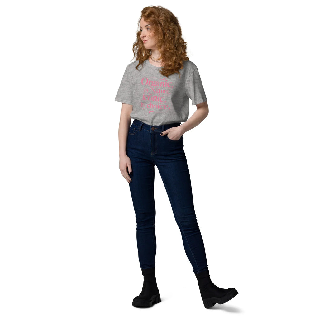 Women's Organic Cotton T-Shirt | Organic By Nature,Iconic By Choice T-Shirt AwRans Clothing unisex-organic-cotton-t-shirt-heather-grey-front-2-67b19fe65c9ff