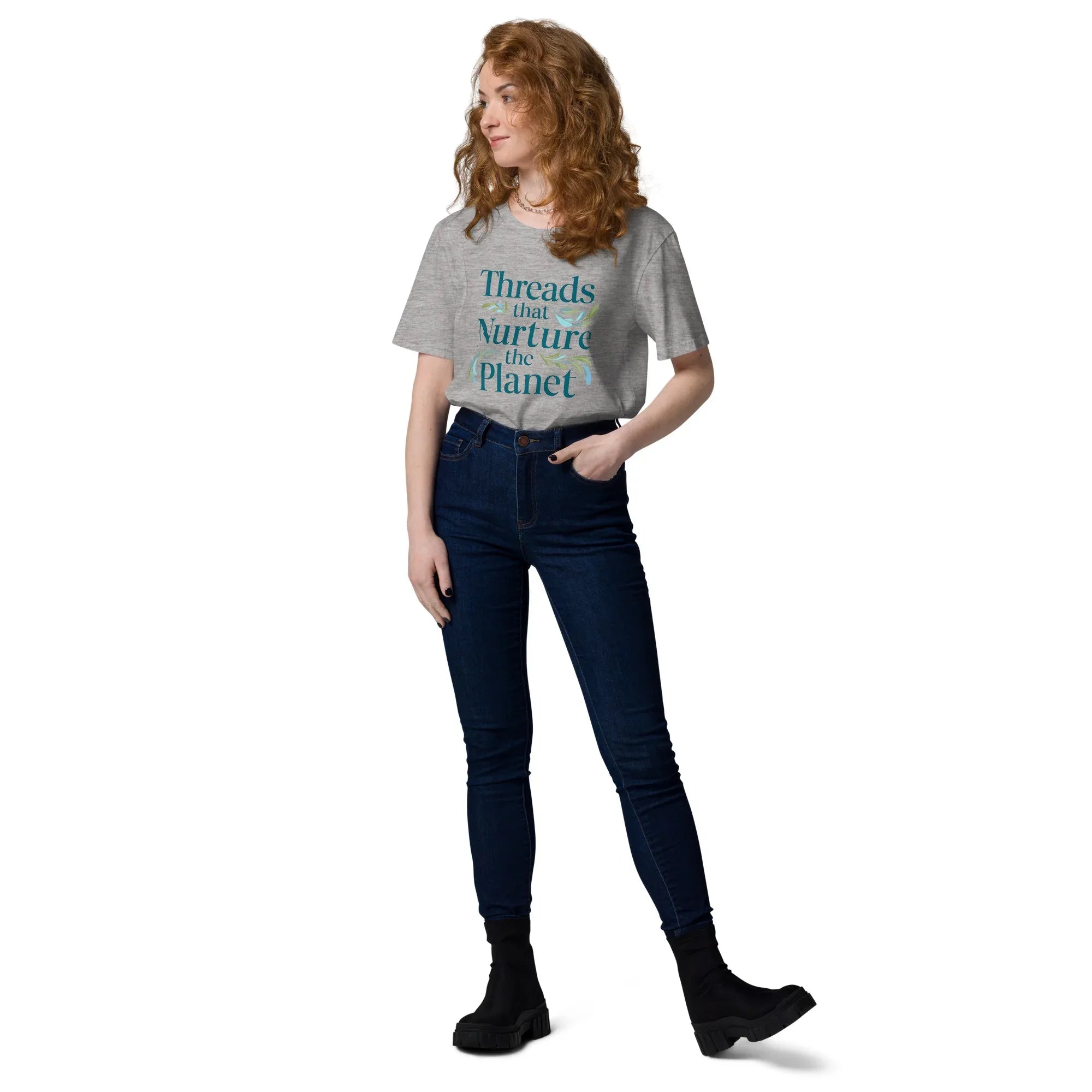 Women's Organic Cotton T-Shirt | Threads That Nurture The Planet T-Shirt AwRans Clothing unisex-organic-cotton-t-shirt-heather-grey-front-2-67b1b37b1e8f4
