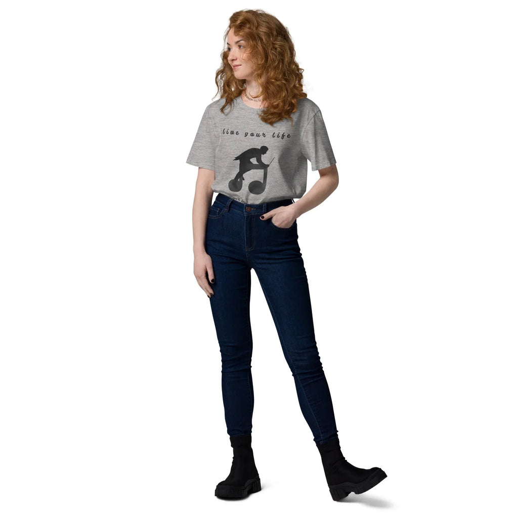 Unisex Organic Cotton T-Shirt | Live Your Life Don’t Imagine It T-Shirt AwRans Clothing unisex-organic-cotton-t-shirt-heather-grey-front-2-6815fdfeea5a3