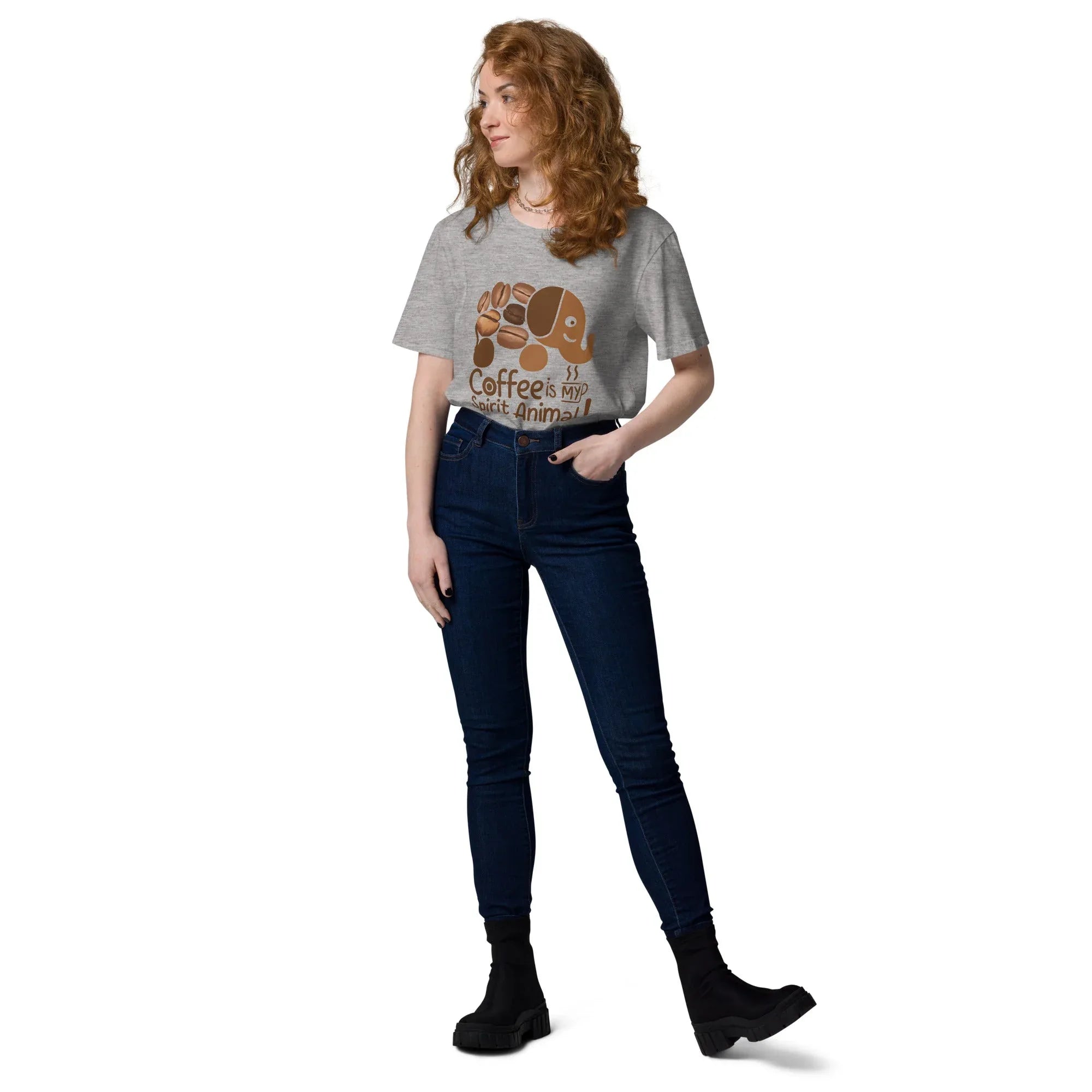 Unisex | Coffee Is My Spirit Animal Organic Cotton T-Shirt T-Shirt AwRans Clothing unisex-organic-cotton-t-shirt-heather-grey-front-2-68169c338eb98