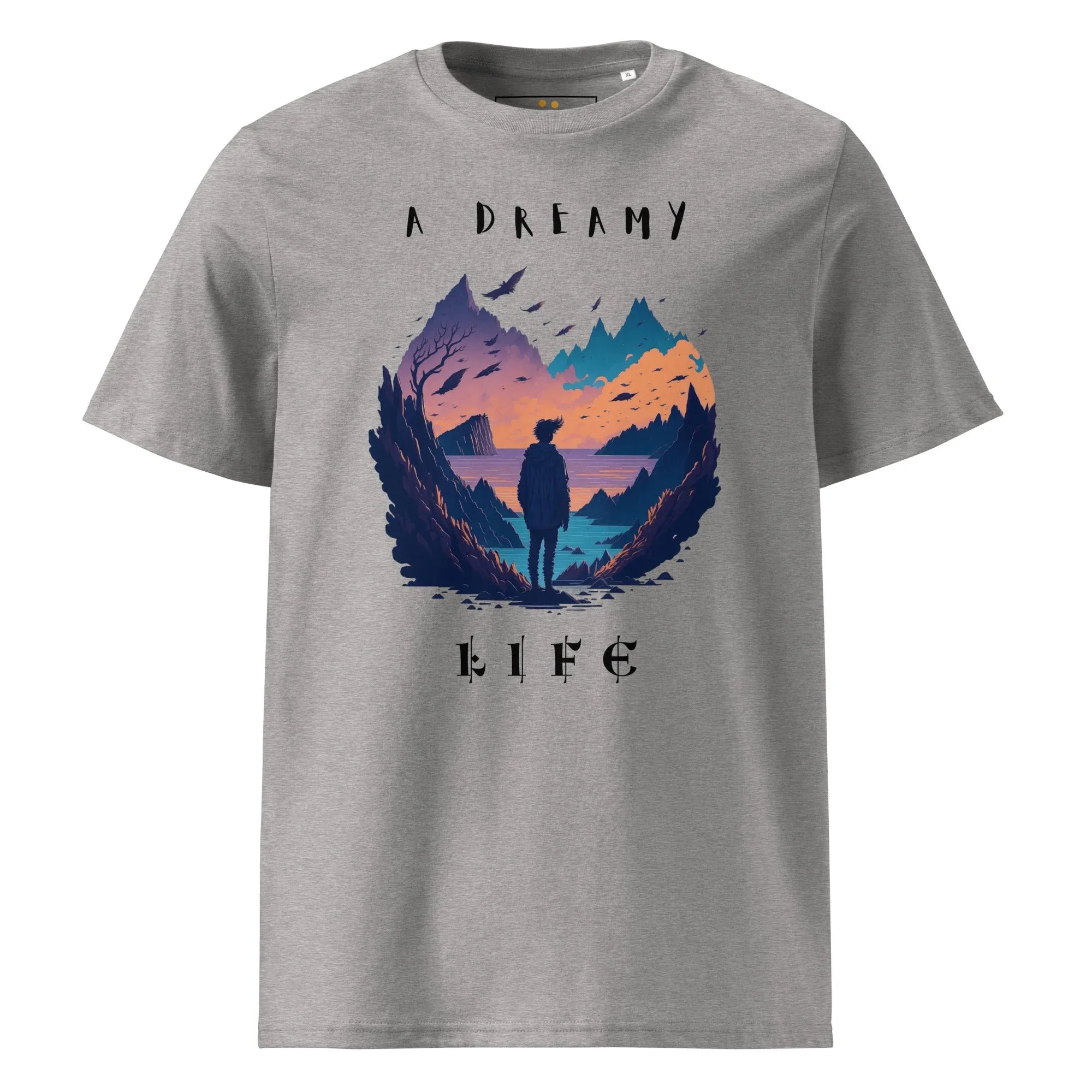 Unisex | A Dreamy Life Organic Cotton T-Shirt Heather Grey T-Shirt AwRans Clothing unisex-organic-cotton-t-shirt-heather-grey-front-66546396ddc2b