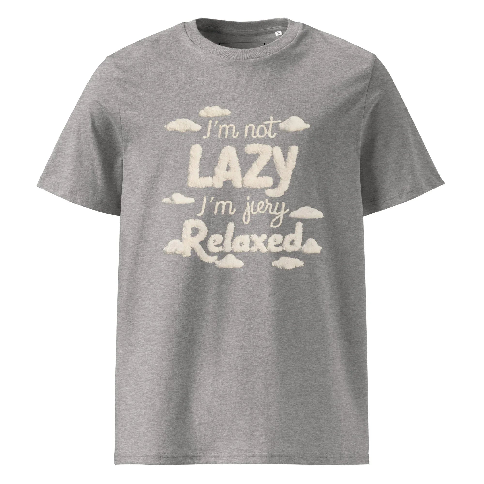 Unisex | I'm Not Lazy I'm Just Relaxed Organic Cotton T-Shirt Heather Grey T-Shirt AwRans Clothing unisex-organic-cotton-t-shirt-heather-grey-front-665ca24bcd627