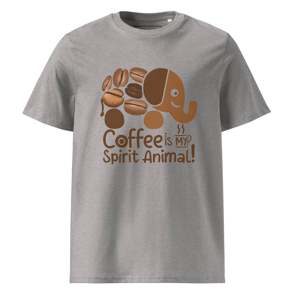 Unisex | Coffee Is My Spirit Animal Organic Cotton T-Shirt T-Shirt AwRans Clothing unisex-organic-cotton-t-shirt-heather-grey-front-665d02ee4bf5c